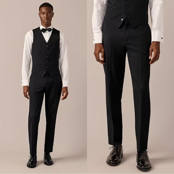 NWT J CREW $348 Ludlow Slim-fit tuxedo pant in Italian wool in black size 31/30 - Picture 1 of 9